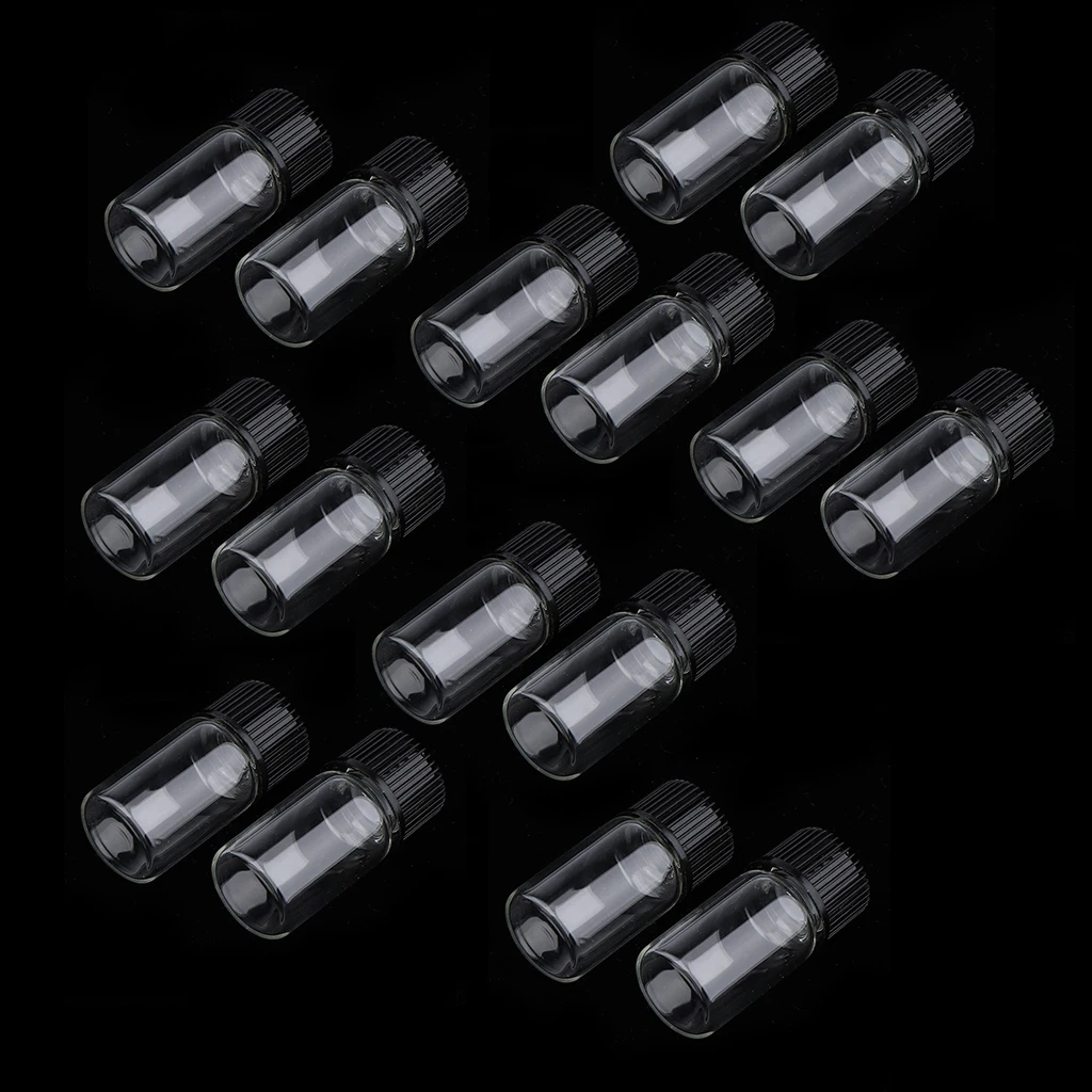 20 Packs 3ML Clear Glass Vials with Plastic Cap for Essential Oils, Aromatherapy, Fragrance, Serums