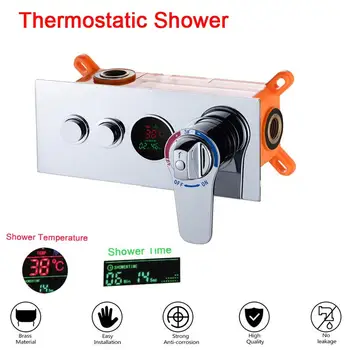 

Bathroom Concealed Control Valve Thermostatic Mixing Valve Brass Wall Mounted 2 Ways Shower Panel Stainless Steel Controller