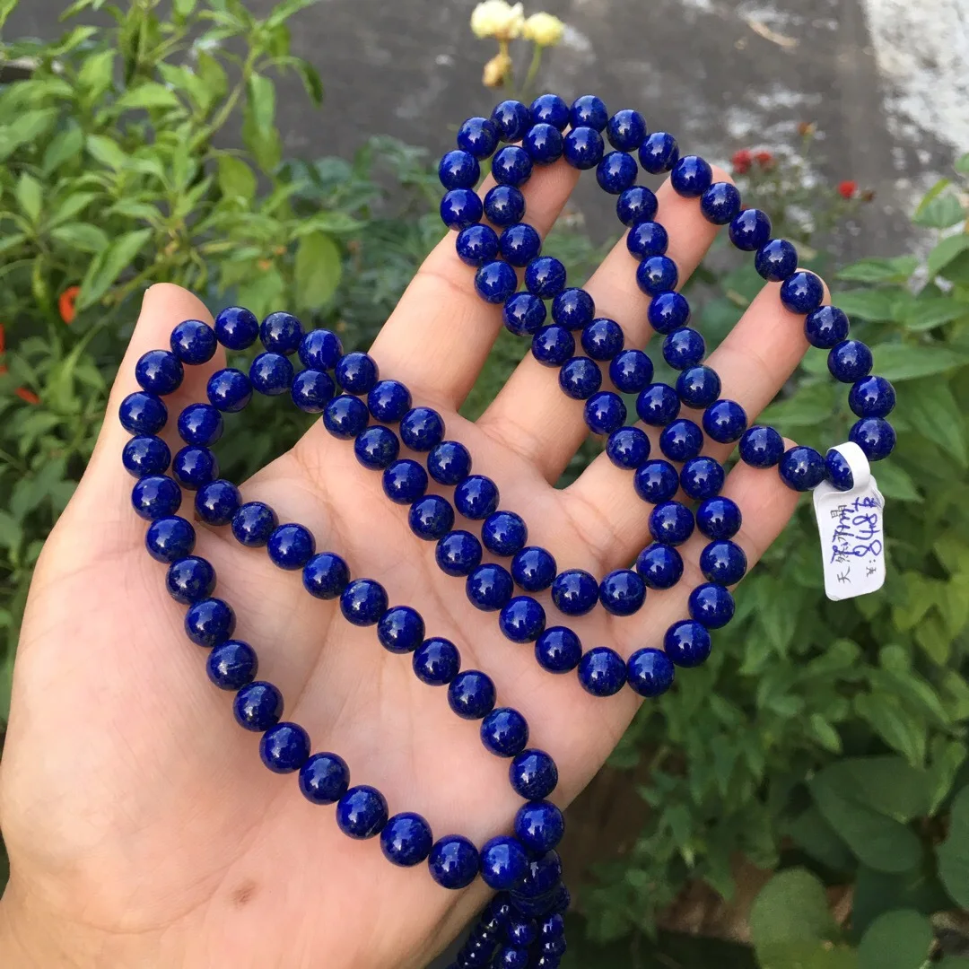 

Natural Whitish Less Gold Greenish Blue Stone 108 Buddhist Prayer Bead Multi-turn Bracelets Color Greenish Blue Clean Oil Lubric