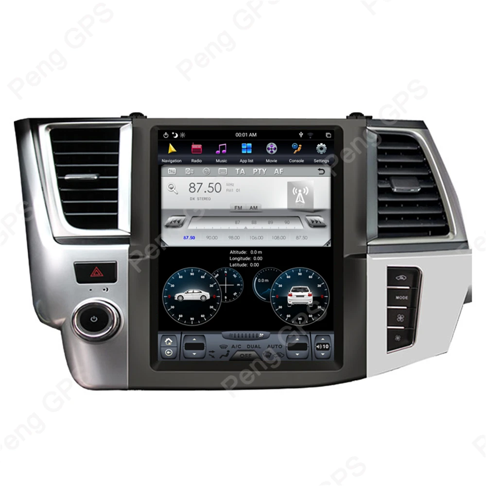 6 Core Android 8,1 Tesla стиль автомобиля радио для Toyota Highlander- gps Навигация DVD плеер сенсорный экран монитор 4H видео
