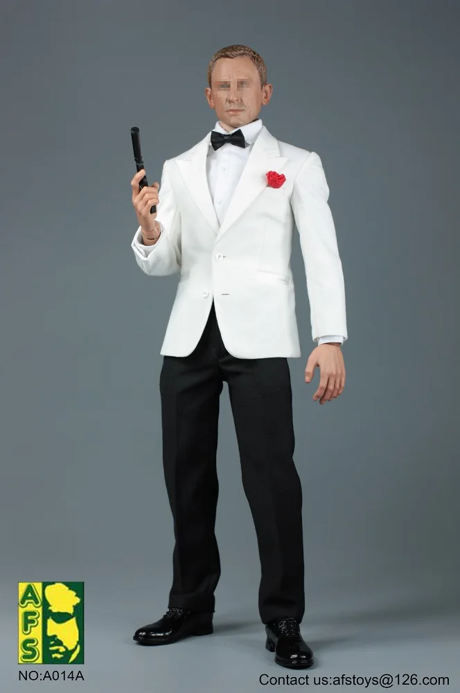007 Agent Bond 1/6 Black Suit Jacket Overcoat Clothes Set Fit 12'' Figure Model 