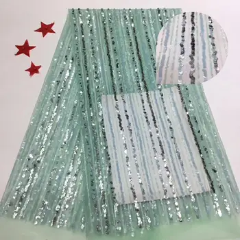

Madison African Net Lace Fabric 2020 High Quality Lace Material Nigerian French Sequins Lace Fabrics For Party Dress
