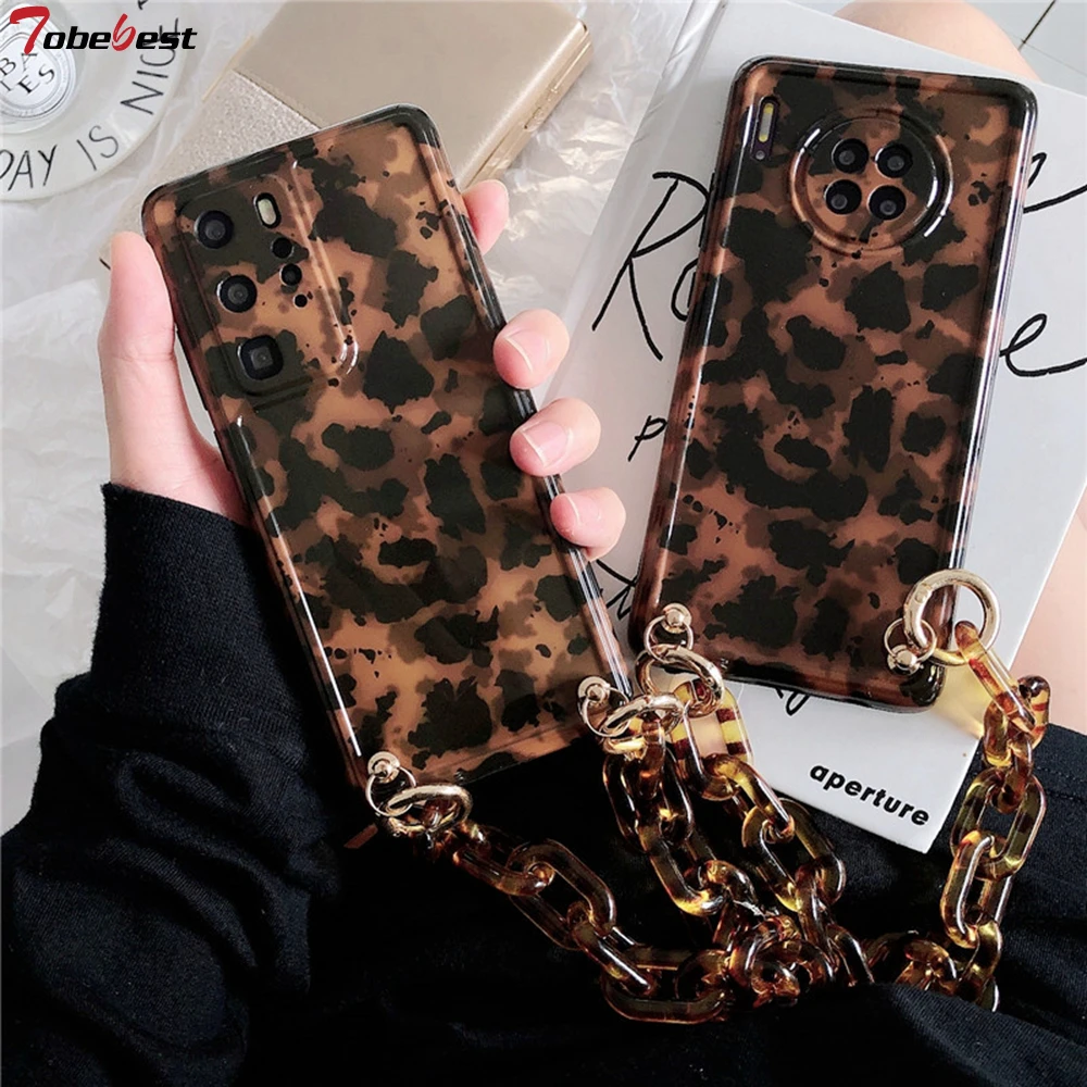 Винтажный Янтарный леопардовый чехол для телефона с браслетом Для iphone 12 11 pro max X XS