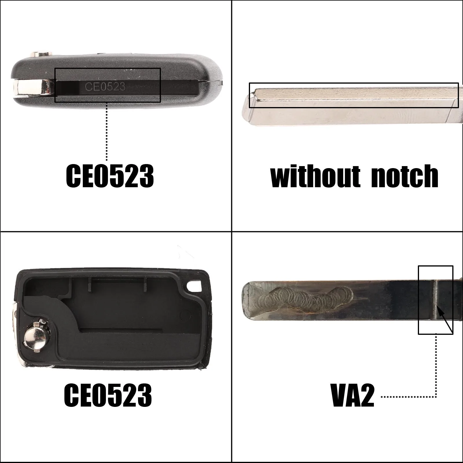 Jingyuqin Remote Flip Car Key Shell For Peugeot 206 408 1/2/3/4/5/6/807 Partner Citroen C1/2/3/4/5/6/7/8 Xsara Picasso CE0523/36