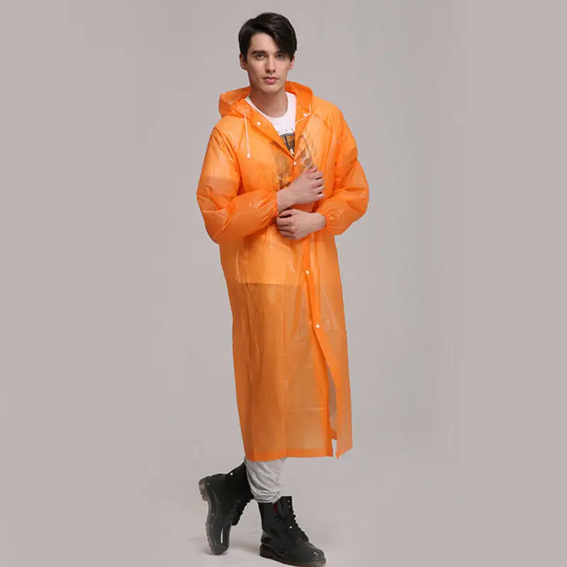 Women Men Waterproof Jacket Clear PVC Raincoat Rain Coat Hooded Poncho Rainwear