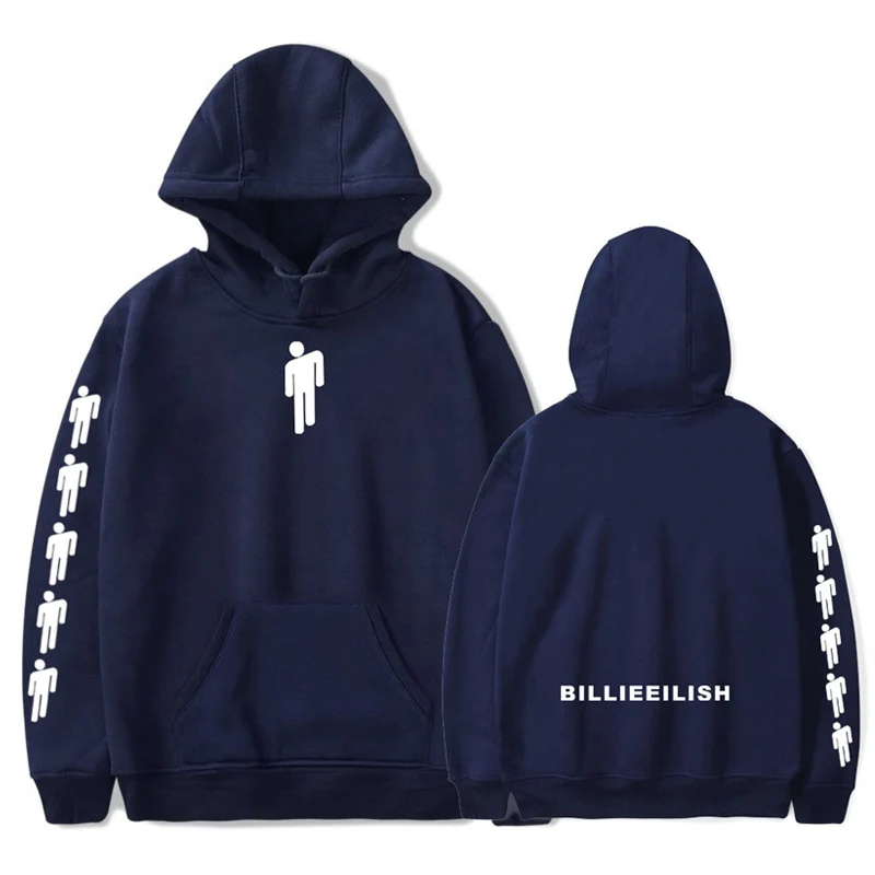 Зимние женские куртки Billie Eilish 3d принт Harajuku толстовки Femme толстые теплые на молнии толстовка с капюшоном Спортивная толстовка - Цвет: Navy A