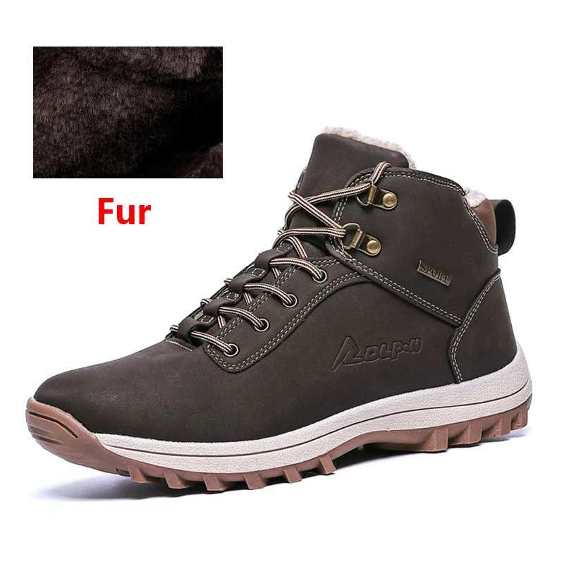 01 Fur Dark Brown OZERSK/Брендовые мужские ботинки на меху; сезон осень-зима; мужские повседневные ботильоны; кожаная мужская обувь на шнуровке; Классическая обувь; зимние ботинки - Цвет: 01 Fur Dark Brown