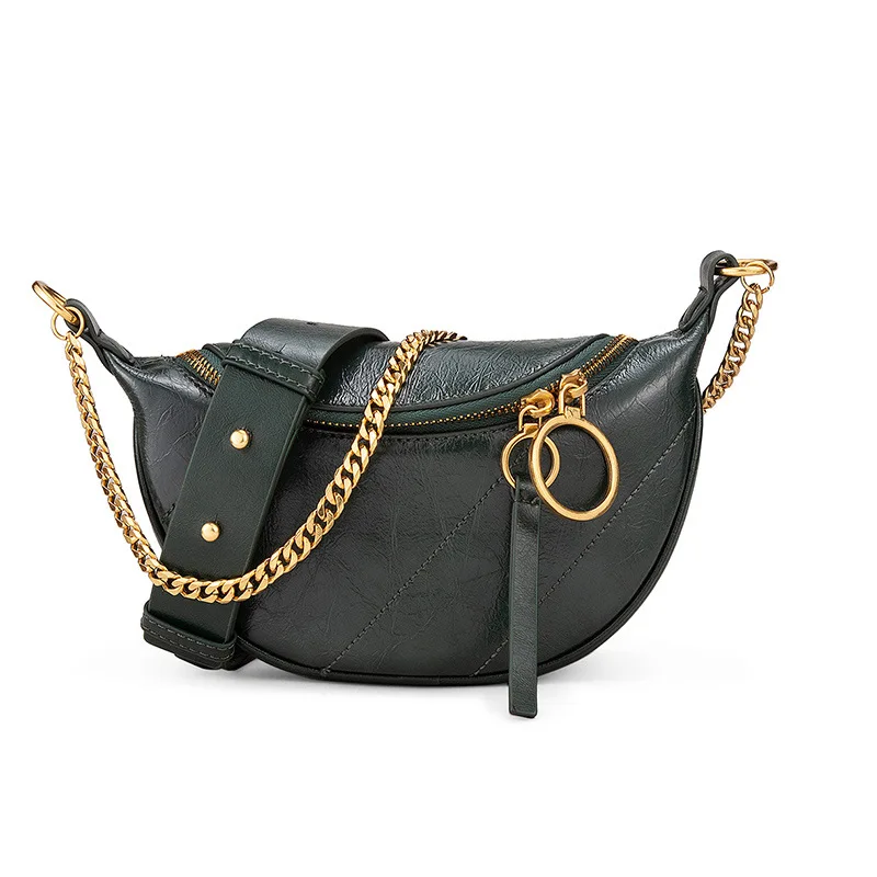 Кожаная женская сумка новая сумка через плечо из натуральной кожи сумка через плечо модная Диагональная Сумка - Цвет: Зеленый