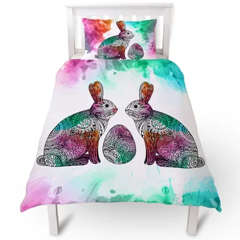 

Vintage Pattern Of Rabbits And Eggs Duvet Cover Pillow Case Quilt Cover Set Bedclothes Single Bedding Sets For Bed