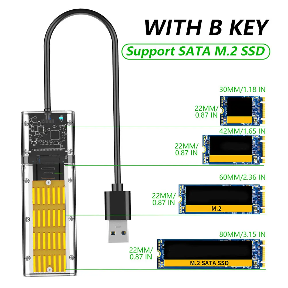 M2 SSD Case SATA Chassis M.2 to USB 3.0 SSD Adapter for PCIE NGFF SATA M / B Key SSD Hard Drive Disk Enclosure Box hard disk box