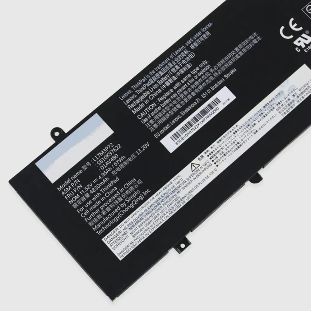 11,52 V 57Wh аккумулятор L17M3P72 для lenovo ThinkPad T480s 01AV480 SB10K97622 серии
