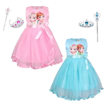 

Snow Queen Girls Elsa Anna Dresses For Girls Birthday Gift Costume Party Princess Tutu Girs Summer Dress Children Clothing3-8Y