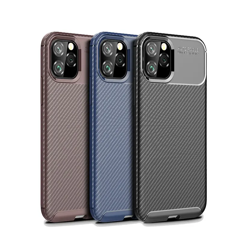 

Three Colors Super Popular Phone Cover TPU Carbon Fiber Phone Case Frosted Concise Mobile Phone Protective Case For IPhone 11