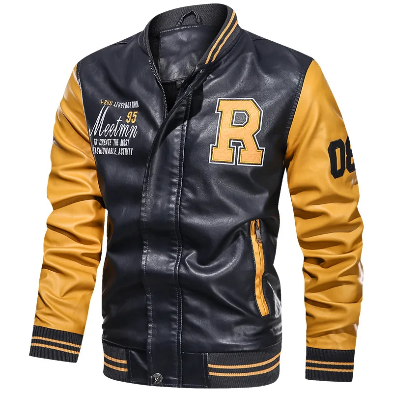 Men Black and Yellow Baseball Jacket