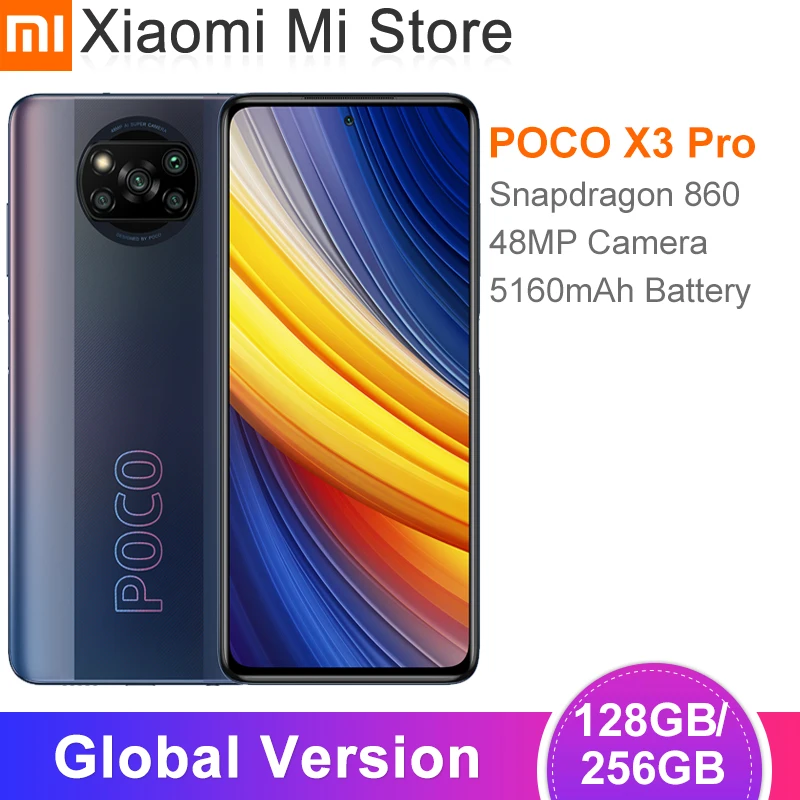 Глобальная версия POCO X3 Pro 128/ 256 ГБ Встроенная память Смартфон Snapdragon 860 120 Гц DotDisplay 5160 мА/ч, Батарея 48MP Quad AI Камера NFC - Смартфон
