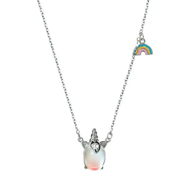 Форзац лунный камень Радуга 925 пробы Серебряный браслет ожерелье высокое качество Ювелирные наборы для женщин стиль - Цвет камня: necklace A