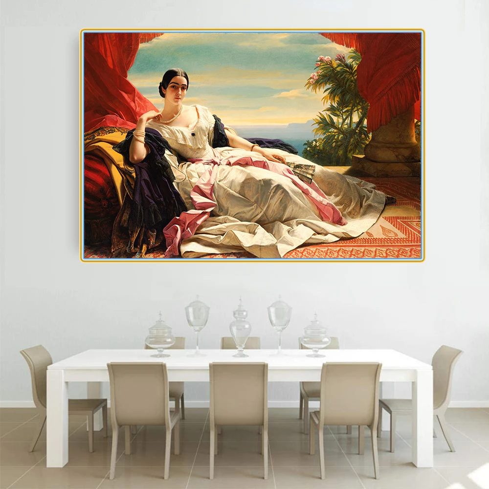 Citon Winterhalter《Portrait of Leonilla Princess Sayn Wittgenstein》Canvas Oil painting Artwork Picture Decor Home Decoration | Дом и сад