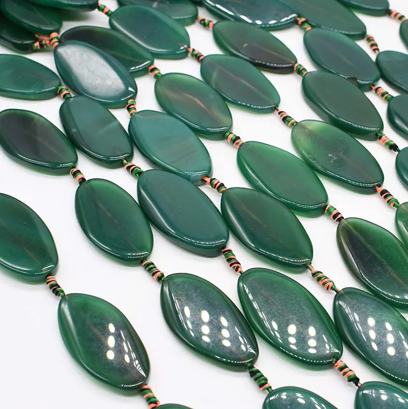 Natural Deep Green Agate Leaves Shape loose beads For DIY Bracelet Necklace Jewelry Making Strand 15