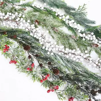 

120cm(47.24in) Christmas Garland Decorative Lifelike Frosted Pine Garland Artificial Garland Simulation Pine Branch for Party