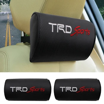 

2 pieces car emblem carbon fiber style headrest soft neck pillow for Toyotas TRD corolla chr avensis yaris rav4 car accessories
