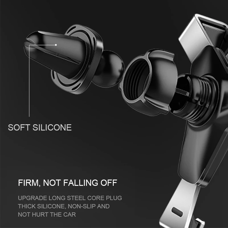 Универсальный автомобильный держатель для телефона Gravity Air Vent Mount Stand вращение на 360 градусов без магнитной поддержки телефона для 4~ 7 дюймов кронштейн для телефона