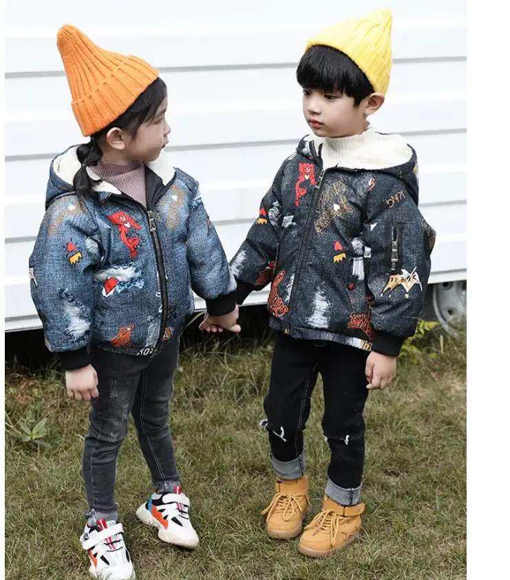 Пуховик для мальчиков и девочек утепленная куртка для мальчиков и девочек осенне-зимняя куртка для малышей модный стиль