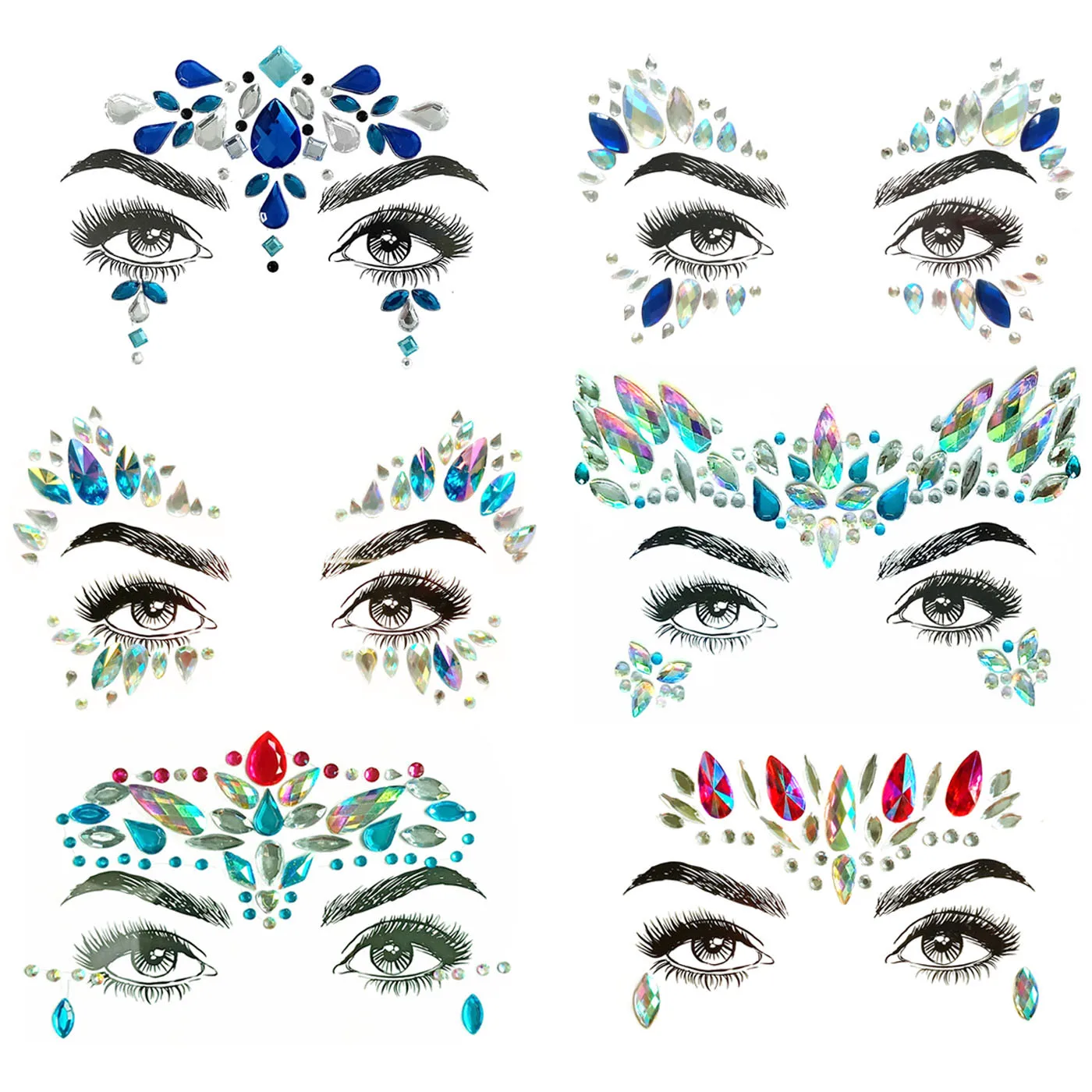 1 шт. Новогодняя наклейка для бровей и лица|Глиттер шиммер| |