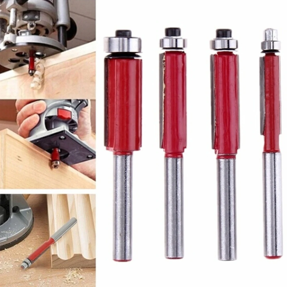 

1pcs 1/4 "Shank Flush Trim Bits Set Top End Bearing Cutting Diameter Milling Woodworking Tool Home gardening accessories