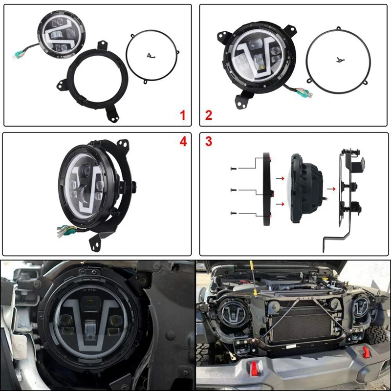 7 дюймовый светодиодный фар 12V светодиодный рабочий фары с DRL Янтарный указатель поворота Halo с H4 разъем для Jeep Wrangler JL