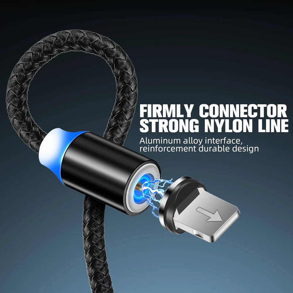 FONKEN Магнитный кабель для быстрой зарядки usb type-C Магнитный Micro USB кабель 1 м 2 м провод для быстрой зарядки телефона зарядный шнур