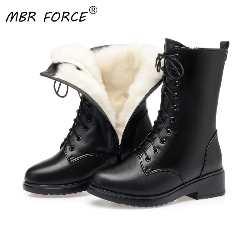

MBR FORCE female Boots Women 2020 Autumn Winter Ladies New Thick Bottom Motorcycle Boots Black Women Short Shoes Genuine Leather