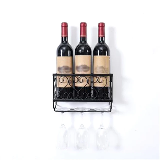 Retro Wall Mount Hanging Wine Shelves Rack Organizer Storage Home