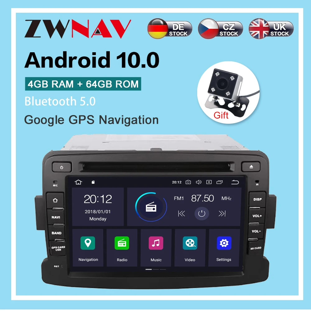 Android 2012 64 ГБ автомобильный радиоплеер GPS-навигация для Renault Duster 2016- мультимедийный