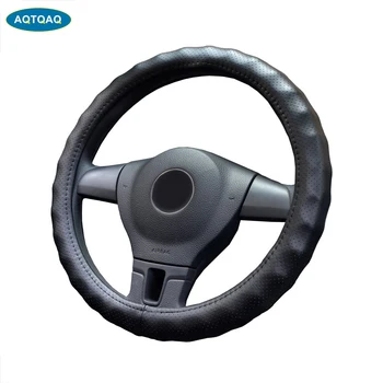 

1Pcs Genuine Leather Car Steering Wheel Cover 14.9inch Non-Slip Sweat-proof Breathable Car Steering Wheel Cover For Men