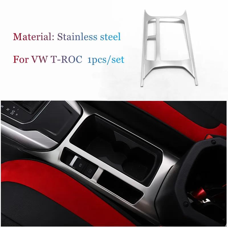 Per Volkswagen Vw T-Roc T Roc 2018-2022 Accessori Car Interior Trim Rimontato Con Cornice Decorativa Per Tazza D'Acqua In Acciaio Inossidabile