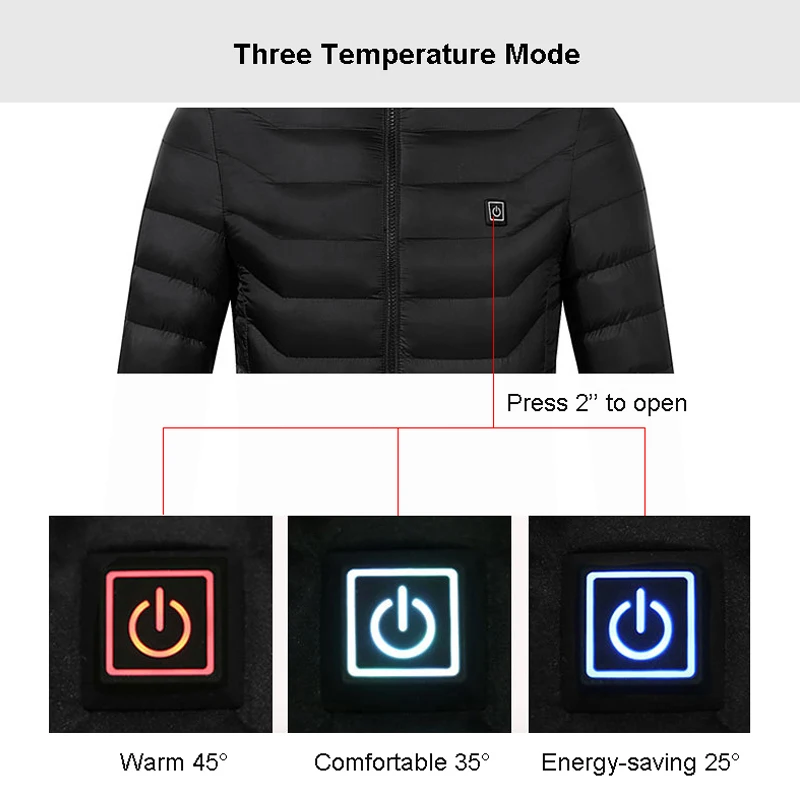 Waterproof Heated Jackets Windproof Warm Heating Jeakets Unisex Winter Hiking Parka Coat For Men Women Skiing Clothes S-4XL