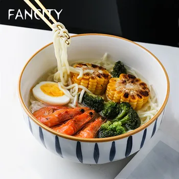 

FANCITY Japanese ceramic large noodle bowl, soup bowl, large ramen bowl, instant noodle bowl, rice bowl, fruit salad bowl, Japan