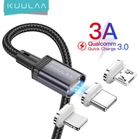 Kuulaa led cabo magnético usb tipo de carregamento c cabo ímã carregador de dados micro cabos fio cabo do telefone móvel para o cabo do iphone