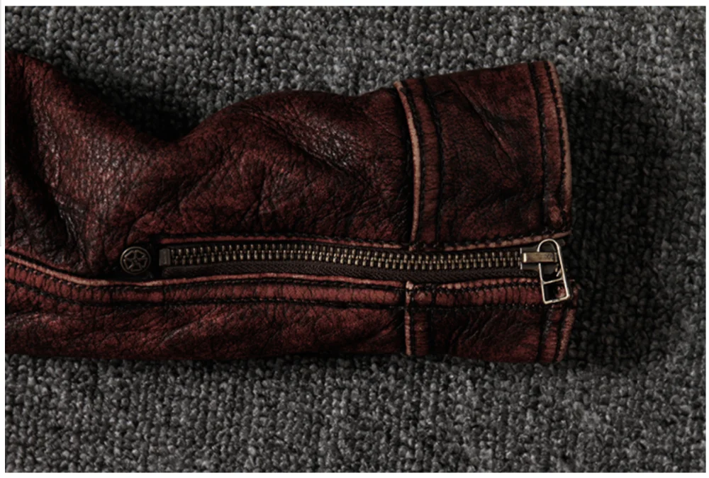Винтаж коричневый Для мужчин Slim Fit Байкерская кожаные пальто размера плюс XXXXXL из натуральной яловой осенние мотоциклетные кожаные пальто