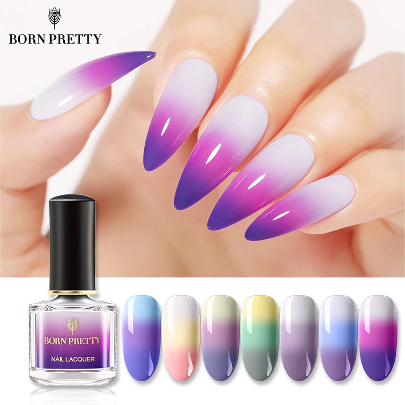 

BORN PRETTY Thermal Nail Polish 6ml 3-layers Temperature Color Changing Nail Art Varnish DIY Manicure Supplies