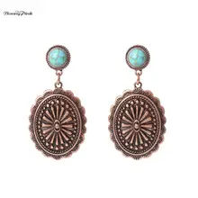 Banny розовый Этнический узор овальные геометрические серьги для женщин винтажные клипсы с камнем Серьги этнический Кулон Серьги Brincos
