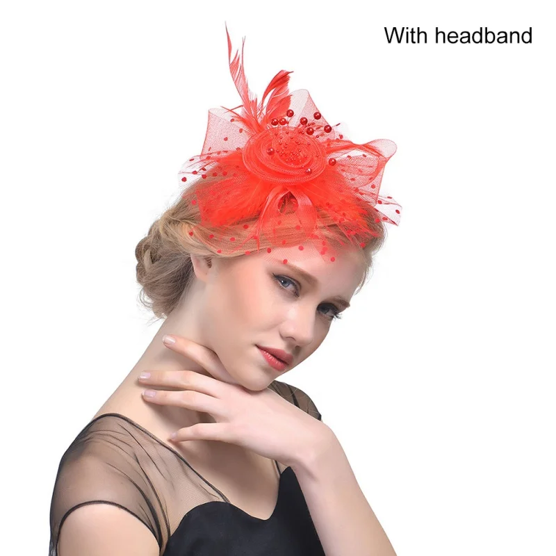 R Noble Lady Net Feather Hats Birdcage Net Wedding Headband Hats Bridal Fascinator Face Party Wedding Hair Accessories - Цвет: R