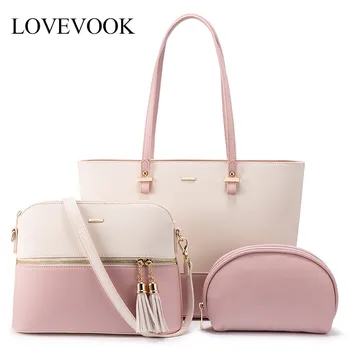 

REALER Bag Set Woman Bag 3 Pcs Women Handbag Large Tote Bag For Lady 2020 Luxury Shoulder Bag Messenger Female Small Coin Purse