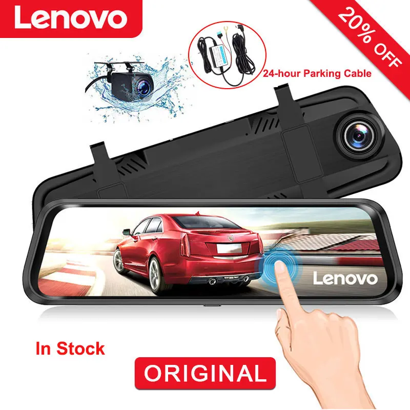Lenovo Mirror Dash Cam 1080P Cam Touch Full Screen Rearview Front and Rear Dual Lens Waterproof Full HD Camera Touch Screen HR06A Backup Camera 9.66 Inch Mirror Dash Screen