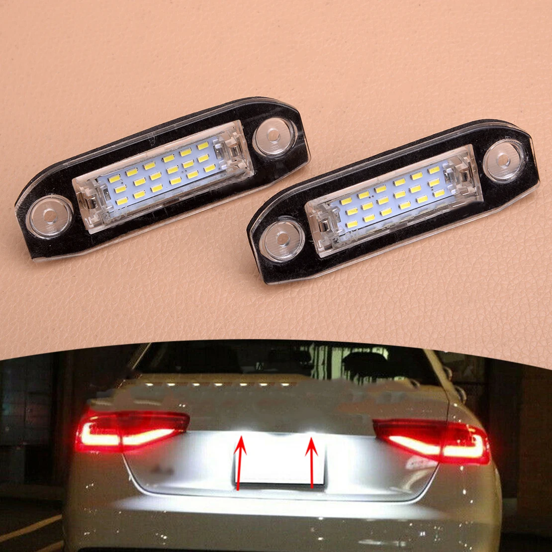 2Pcs Car LED License Plate Number Light 30753839 30634190 Fit for Volvo