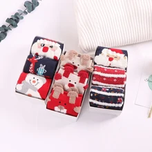 Johnature, зимние, новые, с мультяшным принтом, рождественский подарок, коробка, женские носки, 4 цвета, шерсть, утолщенные, теплые, повседневные, японские, женские носки