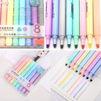 

8pcs/set Odorless Fluorescent Marker Pen Student With Macarons Marker Pen Candy Color Drawing Marker Stationery Supplies