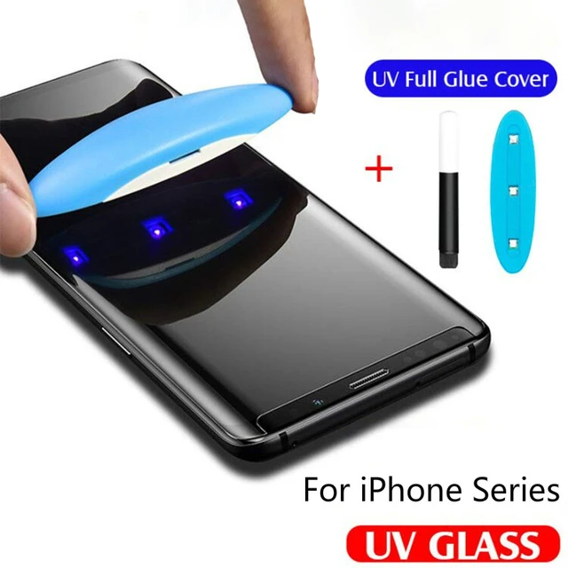 UV Full Glue Screen Protector For iphone 14 13 Pro Max 12 11 Phone Tempered  Glass Apple 15 7 8 Plus SE X XS XR Protective Film - AliExpress