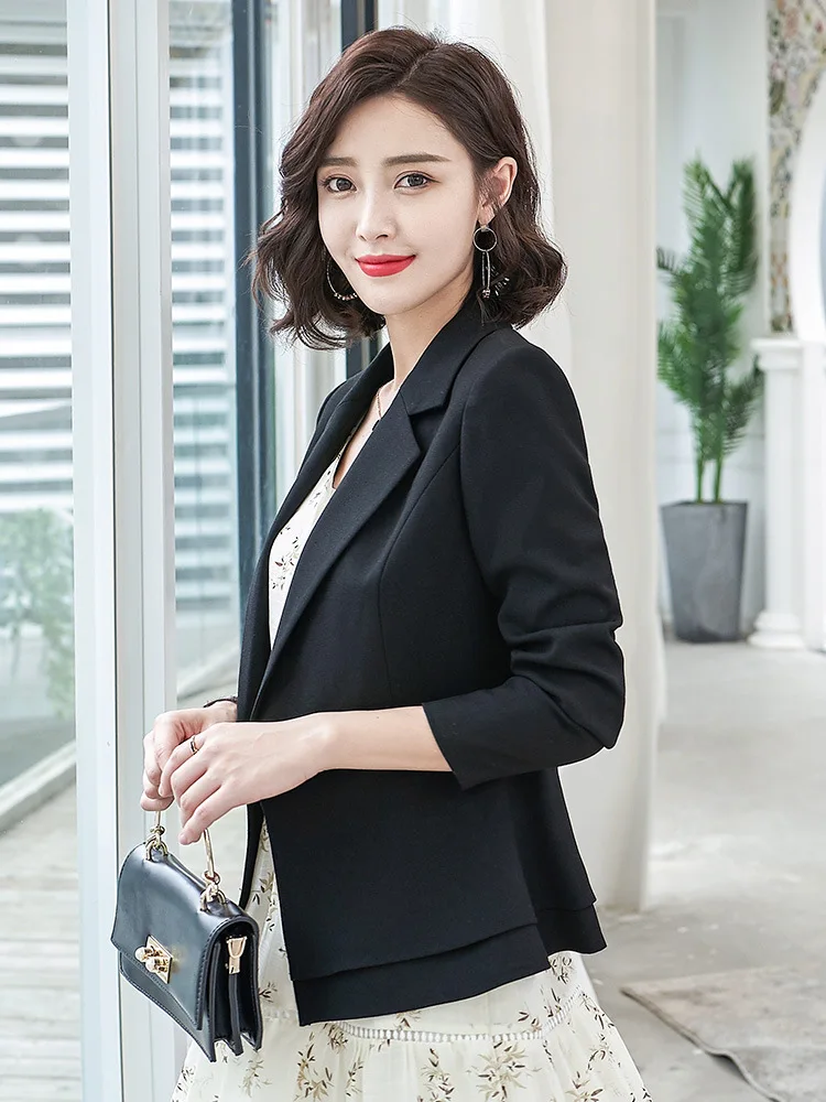 

Black And White with Pattern Small Suit Women's 2019 Autumn New Style Korean-style Women's Elegant Slim Fit Slimming Business Ve