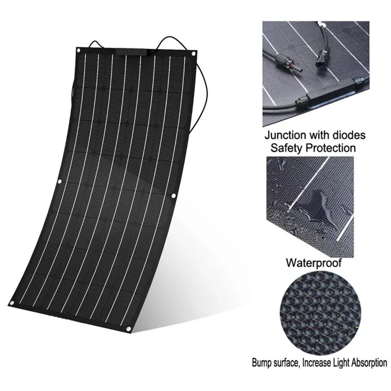 

80w ETFE layer High Efficiency Monocrystalline flexible solar panel battery charger
